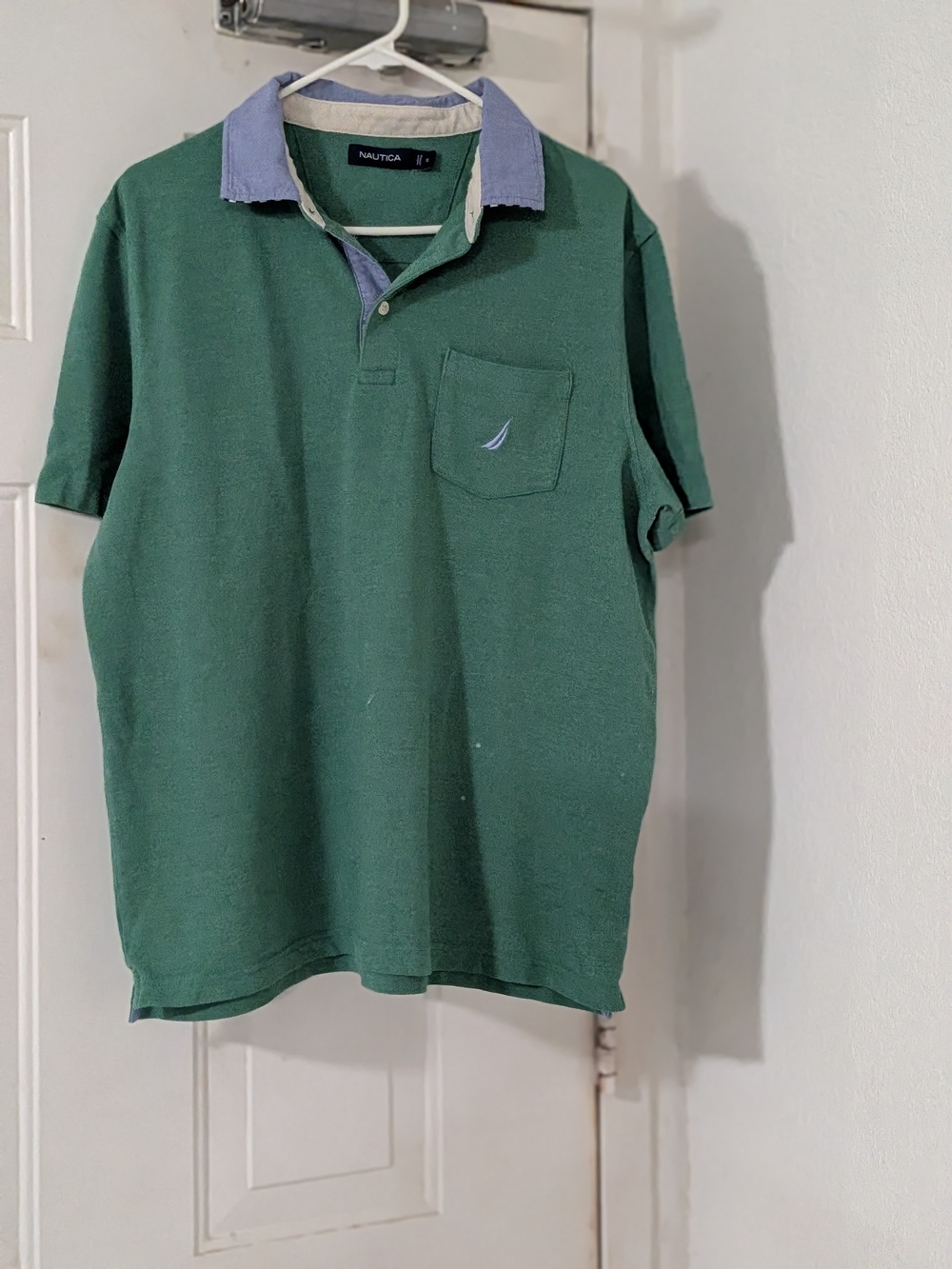 Nautica Green Short-Sleeve Polo with Contrast Collar